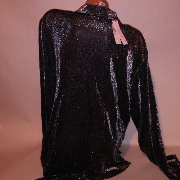 Victoria Secret Sleepwear Set Top & Bottom Black Silver Pajama Long Sleeve Pants - Picture 8 of 10
